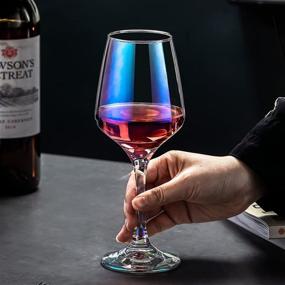 img 2 attached to 🍷 Iridescent Red Wine Glasses: Elegant Stemware for Wine Tasting, Weddings, and Special Occasions - Set of 4, 13 Oz