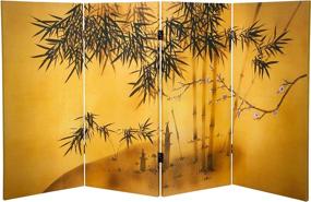 img 2 attached to 🎋 Stylish and Functional: Oriental Furniture 3 ft. Tall Double Sided Bamboo Tree Canvas Room Divider