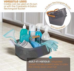 img 1 attached to Casabella Cleaning Handle Bucket: Rectangular Storage Caddy, Graphite - 1.5 Gallons in Gray and Orange