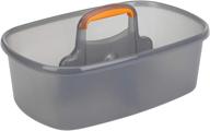 casabella cleaning handle bucket: rectangular storage caddy, graphite - 1.5 gallons in gray and orange logo