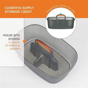 img 2 attached to Casabella Cleaning Handle Bucket: Rectangular Storage Caddy, Graphite - 1.5 Gallons in Gray and Orange