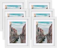 6 pack of 8x10 white nature solid wood picture frames for wall mounting and tabletop display - enhanced seo логотип