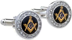 img 4 attached to 🔷 MRCUFF Original Freemason Masonic Mason Crystal Cufflinks - Presented in a Gift Box with Polishing Cloth