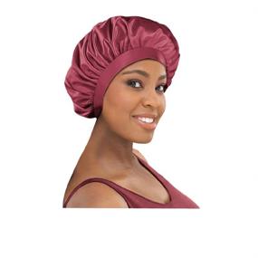 img 4 attached to 💤 Stay On Satin Satin Edge Bonnet (Burgundy): The Ultimate Hair Protection Solution