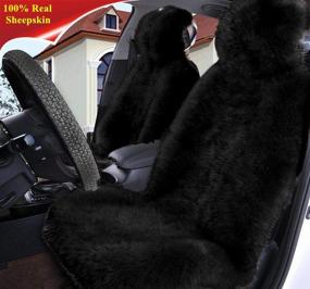 img 3 attached to 🚗 Sisha Winter Warm Authentic Australia Sheepskin Car Seat Cover: Luxury Long Wool Front Seat Cover for Cars, Trucks, SUVs, and Vans (Black)