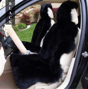 img 2 attached to 🚗 Sisha Winter Warm Authentic Australia Sheepskin Car Seat Cover: Luxury Long Wool Front Seat Cover for Cars, Trucks, SUVs, and Vans (Black)