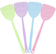4 pack strong plastic fly 🪰 swatter set: heavy duty, long handle, assorted colors logo