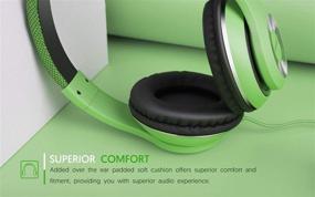 img 2 attached to 🎧 AUSDOM Lightweight Over-Ear Wired HiFi Stereo Headphones with Built-in Microphone, Comfortable Leather Earphones, Noise Isolating, Adjustable Deep Bass for iPhone, iPod, iPad, Macbook, MP3, Smartphones, Laptop - Green