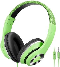 img 4 attached to 🎧 AUSDOM Lightweight Over-Ear Wired HiFi Stereo Headphones with Built-in Microphone, Comfortable Leather Earphones, Noise Isolating, Adjustable Deep Bass for iPhone, iPod, iPad, Macbook, MP3, Smartphones, Laptop - Green