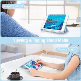 img 1 attached to 📱 Fintie Hybrid Slim Case for iPad Mini 5th Generation 2019 / iPad Mini 4 - [Built-in Pencil Holder] Shockproof Cover with Clear Transparent Back Shell, Auto Wake/Sleep - Sky Blue - 7.9" iPad Mini