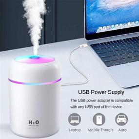 img 3 attached to 🌈 Colorful Cool Mist Mini Humidifier for Bedroom, Car, Office - USB Personal Desktop Humidifier with Auto Shut-Off, 2 Adjustable Mist Modes, Super Quiet (White)