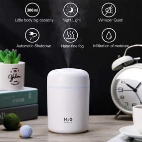 img 2 attached to 🌈 Colorful Cool Mist Mini Humidifier for Bedroom, Car, Office - USB Personal Desktop Humidifier with Auto Shut-Off, 2 Adjustable Mist Modes, Super Quiet (White)