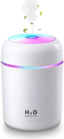 img 4 attached to 🌈 Colorful Cool Mist Mini Humidifier for Bedroom, Car, Office - USB Personal Desktop Humidifier with Auto Shut-Off, 2 Adjustable Mist Modes, Super Quiet (White)