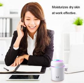 img 1 attached to 🌈 Colorful Cool Mist Mini Humidifier for Bedroom, Car, Office - USB Personal Desktop Humidifier with Auto Shut-Off, 2 Adjustable Mist Modes, Super Quiet (White)