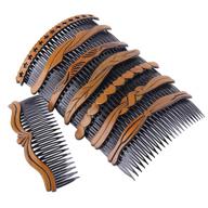 🌿 retro wood grain hair side combs - 8pcs hollow hair comb pin clips for women's hair styling - 13.5x4.8cm logo