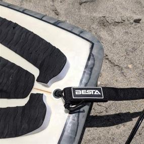 img 1 attached to 🏄 BESTA Surfboard Leash - Premium Full-Size Padded Ankle Cuff, Key Pocket, Stainless Swivels, Quick-Release Rail Saver