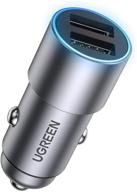 автомобильное зарядное устройство ugreen 24 вт 4,8а с двумя usb-портами из металла - совместимо с iphone se, 11 pro max, xs, xr, x, 8, ipad pro, air, mini, samsung galaxy s10, s9, s8, note 5 и 4, lg, oneplus, pixel и другие логотип