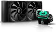 deepcool captain 240x rgb aio cpu liquid cooler: anti-leak tech, u-shape pipe, cable controller, rgb header control, 3-year warranty logo