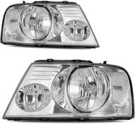 autosaver88 headlight assembly for 2004-2008 ford f-150 | chrome housing, clear lens | passenger & driver side logo