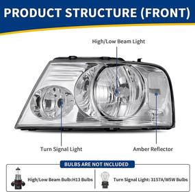 img 3 attached to AUTOSAVER88 Headlight Assembly for 2004-2008 Ford F-150 | Chrome Housing, Clear Lens | Passenger & Driver Side