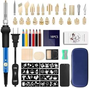 img 4 attached to 🔥 Temperature Adjustable Wood Burning Kit with Soldering Iron & Stencils - Professional Woodburning Tool Set for Pyrography, Wood Carving, and Woodburning Carving