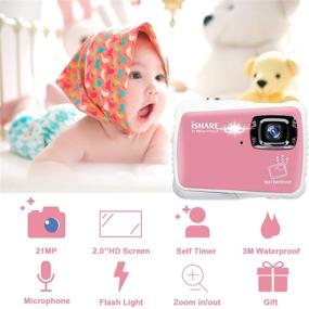 img 2 attached to 📸 Kids Camera, 21MP HD 3M Waterproof Digital Camera for Kids, 2.0 Inch LCD Display, 8X Digital Zoom, Flash and Mic – Perfect Gift for Boys and Girls (Pink)