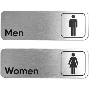 img 4 attached to Brushed Aluminum Restroom Signs Set