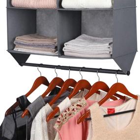 img 1 attached to 🗂️ Hanging Closet Organizer with Garment Rod for Efficient Storage Solutions - Grey