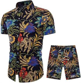 img 2 attached to KISSQIQI Tracksuit Floral Hawaiian Sleeve Men's Clothing