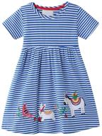 👗 wrhpzw toddler girl striped summer dress with short sleeves and appliques - casual kids dresses logo