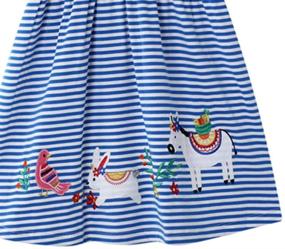 img 3 attached to 👗 WRHPZW Toddler Girl Striped Summer Dress with Short Sleeves and Appliques - Casual Kids Dresses