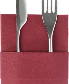 img 2 attached to Derin Kangaroo Airlaid Napkin: Linen-Like Disposable 🍽️ with Flatware Pocket (Burgundy) - Pack of 50