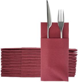 img 4 attached to Derin Kangaroo Airlaid Napkin: Linen-Like Disposable 🍽️ with Flatware Pocket (Burgundy) - Pack of 50