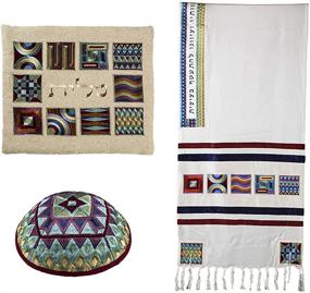 img 4 attached to Emanuel Tallit Yarmulke Вышитая геометрическая вышивка