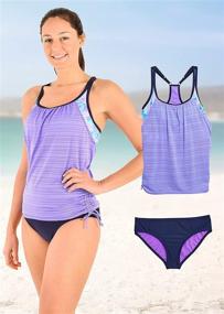 img 3 attached to Stylish ZeroXposur Women's Tankini Swimsuits: 👙 Ruched Top & Brief Bikini Bottoms Set