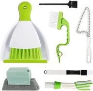 🧹 7-piece set of hand-held groove gap cleaning tools, window door track brush tool, window groove cleaning brush, dust pan and brush combo, 2-in-1 windowsill sweeper broom and dustpan for table, shutter, and car vents logo