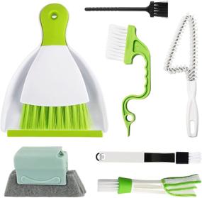 img 4 attached to 🧹 7-Piece Set of Hand-held Groove Gap Cleaning Tools, Window Door Track Brush Tool, Window Groove Cleaning Brush, Dust Pan and Brush Combo, 2-in-1 Windowsill Sweeper Broom and Dustpan for Table, Shutter, and Car Vents