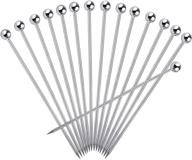 🍸 15-piece stainless steel cocktail picks for drinks - reusable cocktail skewers, garnish picks, and martini picks for olives, appetizers, fruit - bloody mary skewers (silver, 4.3 inches) logo