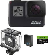gopro hero 7 black bundle - extra battery + super suit dive housing case + 64gb sd card - e-commerce packaging - waterproof digital action camera with touch screen, 4k hd video, 12mp photos, live streaming, and stabilization logo
