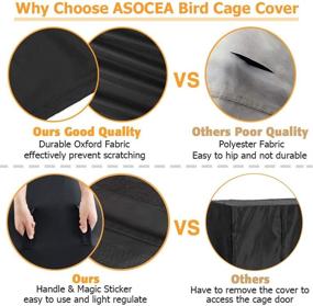 img 1 attached to 🕊️ ASOCEA Extra Large Bird Parrot Cage Cover - Universal Blackout for Peaceful Nights & Maximum Comfort in Parakeets, Budgies, Macaws, Conures & Square Cages - Black