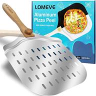 🍕 12"x14" aluminum perforated pizza peel with foldable wooden handle - ideal pizza spatula turning peel for homemade baking, pizza bread, and more logo