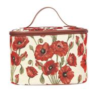 🌺 toil-pop signare tapestry toiletry bag: stylish makeup organizer for women with poppy flower design logo