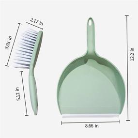 img 3 attached to 🐾 CQT Mini Dustpan and Brush Set for Pet Hair Cleaning Tool Kit with Handles - Ideal for Home, Shelf, Kitchen, Office, Desk, Tabletop, Floor, and Sofa - White (S002 Green)