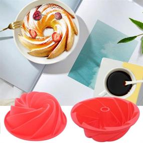 img 2 attached to 🎂 Универсальный набор из 3 силиконовых форм для выпечки тортов и хлеба: большой вихрь, замок и двойные цветочные формы для самодельных угощений на дне рождения.