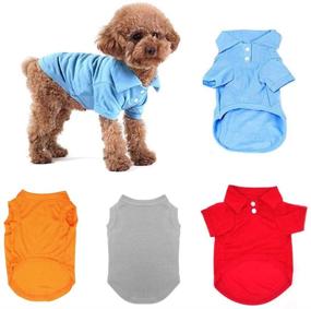 img 4 attached to 🐶 TOLOG 4-Pack Dog T-Shirt - Pet Summer Shirts for Small Medium Large Dog Cat - Soft and Breathable Cotton Outfit Apparel (Large, Red, Light Blue, Grey, Orange)