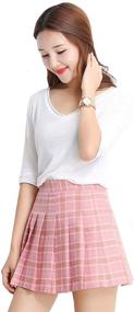 img 1 attached to 👗 Alliico Women's Plaid High Waist A-Line Pleated Mini Skirt - School Girl Style