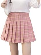 👗 alliico women's plaid high waist a-line pleated mini skirt - school girl style logo