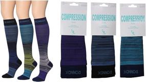 img 1 attached to 🧦 Stylish and Supportive: Ronnox Compression Socks for Men & Women - Colorful Knee High Socks (3-Pairs) - Choose Your Preferred Pressure (16-20 mmHg / 12-14 mmHg)