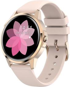 img 4 attached to Stylish Pink Women's Smart Watch with Heart Rate 💖 and Sleep Monitoring - Android and iOS Compatible, IP68 Waterproof