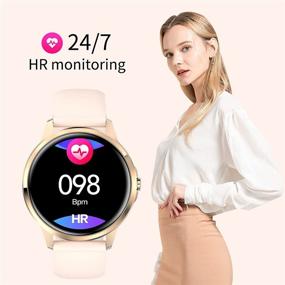 img 2 attached to Stylish Pink Women's Smart Watch with Heart Rate 💖 and Sleep Monitoring - Android and iOS Compatible, IP68 Waterproof